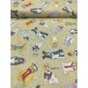 mintás pamutvászon / kutyák sállal-nyakkendővel (Mopsz rózsaszín sállal 9cm × 6.5cm) /drapp