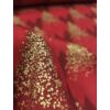 mintás pamutvászon /aranyozott fenyőfák (fa 14.5cm×8.5cm) /piros