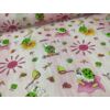 kevertszálas mintás vászon /lepkefogó katicák (katica levéllel 15cm×15cm) /rózsaszín melange