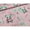 mintás pamutvászon /szerelmes pandák (pandapár esernyővel 15cm×14cm) /rózsaszín