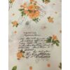 mintás pamutvászon /levél a szerelemről (narancssárga rózsacsokor 12.5cm×11cm) /vajszínű