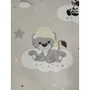 mintás pamutvászon /bordűrös /bébi állatok a fellegekben (felhőn ülő zsiráf 16cm×19.4cm) /világos drapp