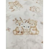 mintás pamutvászon /álmodó állatkölykök (szarvas lufival 11.2cm×8.3cm) /fehér