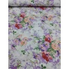 mintás pamutvászon /lila-korall csokrok (nagy csokor 35cm×32cm) /fehér /220cm széles