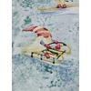 mintás pamutvászon /karácsonyi szünet a szabadban (síelő rénszarvas 12cm×11,6cm) /halványkék