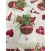mintás LONETA vastag vászon /karácsonyi varrott díszek (lány manó 6.3cm×3.5cm) /drapp-piros