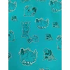 elasztikus mintás pamut jersey DIGITAL print /mese a kislányról (madár csokival 5cm×4.5cm) /türkizkék