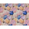 elasztikus mintás futter DIGITAL print /festett tulipánok (viharkék tulipán fej 8cm×8,6cm) /barackrózsaszín