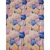elasztikus mintás futter DIGITAL print /festett tulipánok (viharkék tulipán fej 8cm×8,6cm) /barackrózsaszín