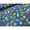 mintás fürdőruha jersey /űrhajók és bolygók (nap 3.3cm×3.3cm) /középkék