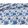 mintás 100% pamut jersey /kék virágok (legnagyobb virág 4.7cm×4cm) /fehér