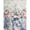 bordűrös mintás venezia /hideg jersey /lazac virágok (három szirmú virág 7.5cm×10.2cm) /farmerkék-fehér
