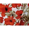 mintás elasztikus hideg jersey /piros-drapp hibiszkuszok (nagy piros virág (10,4cm×9cm) /fehér