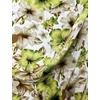 mintás elasztikus hideg jersey /kiwizöld-drapp hibiszkuszok (nagy kiwizöld virág (10,4cm×9cm) /fehér