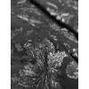 lurex szállal szőtt jacquard szövet /nagy virágok levelekkel (legnagyobb virág 10.5cm×9cm) /fekete-ezüst