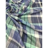 mintás pamut dupla géz /kockás (menta sáv 2,7cm) /menta-kék