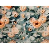 mintás flokon DIGITAL PRINT /nyíló rózsák (kinyílt rózsa 9cm×8,5cm) /jéghegyzöld