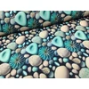 vízlepergetős mintás vastag vászon /canvas /menta-drapp kavicsok (mozaikos kavics 6cm×4.5cm) /fekete