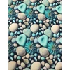 vízlepergetős mintás vastag vászon /canvas /menta-drapp kavicsok (mozaikos kavics 6cm×4.5cm) /fekete