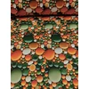 vízlepergetős mintás vastag vászon /canvas /narancs-smaragdzöld kavicsok (nagy narancssárga kavics 4,6cm×5,8cm) /sötétzöld