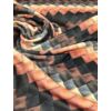 elasztikus mintás plüssvelúr /kötött mintás (terrakotta négyzet 2.5cm×2.5cm) /terrakotta-fekete