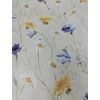 vízlepergetős poliészter abrosz anyag /mezei virágok (búzavirág fej 3,9cm×2,8cm) /melange szürke