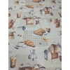 vízlepergetős poliészter-textil abrosz anyag /kávéházi randevú (jegeskávé 7,6cm×5,2cm) /drapp melange