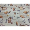 vízlepergetős poliészter-textil abrosz anyag /kávéházi randevú (jegeskávé 7,6cm×5,2cm) /drapp melange