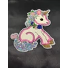 felvasalható flitteres aplikáció /csillogó unikornis (13cm×11.3cm) /ekrü