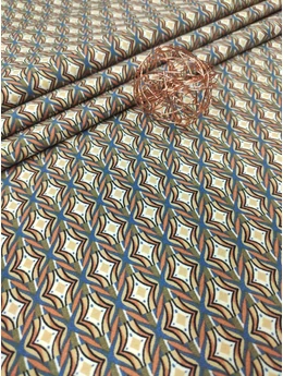 elasztikus mintás bengalin /geometriai mintás /kék-drapp