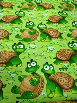 mintás pamutvászon /teknősbéka (álló teknős 10cmx11cm) /világoszöld
