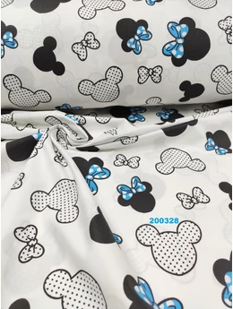 mintás pamutvászon /masnis Minnie fejek (7,8 cm*6,5 cm)/ kék(Félméter)