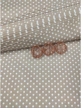 mintás pamutvászon /fehér pöttyös (6mm) /drapp