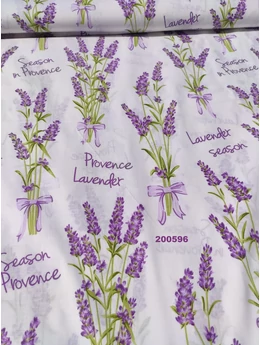 mintás pamutvászon /levendula Provence (felirat 7,5cm*4cm)