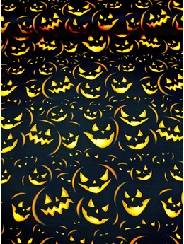 mintás pamutvászon /Halloween tökök (legnagyobb tök 7,6cm×5cm) /fekete