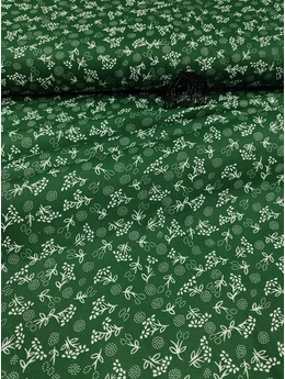 mintás pamutvászon /népi apró virágos félmargaréta (2 négy szirmú virág 2,1cm×2,1cm) /zöld