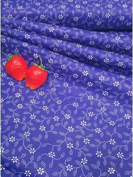 mintás pamutvászon /népi 6 szirmú virág /kék-fehér