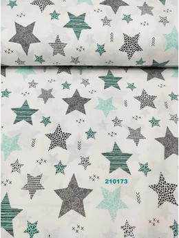 mintás pamutvászon /pöttyös, csíkos kis-nagy csillag (csíkos 6,5cm*7cm)/ menta