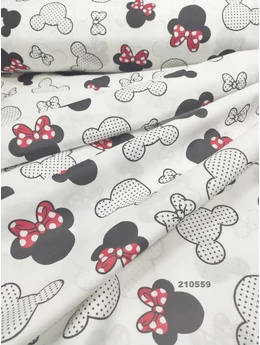 mintás pamutvászon /Minnie fejek(pöttyös 7,8 cm*6,5 cm)(Félméter)