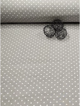 mintás pamutvászon /fehér pöttyös (4mm) /középszürke