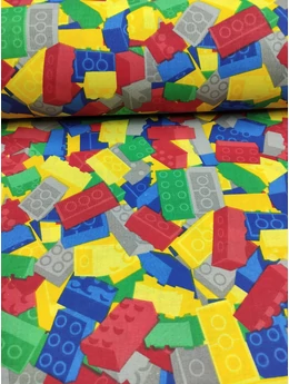 mintás pamutvászon /LEGO építőkockák (zöld 6cm×3.5cm)