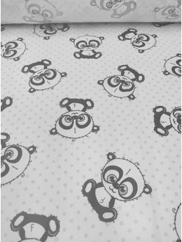 mintás pamutvászon /panda bébik (panda 8.1cm×7.5cm) /fehér-szürke