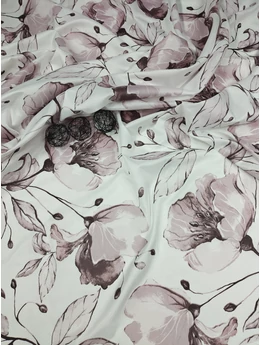 mintás microfiber /mályva virágzás (kinyílt virág 25cm×19cm) /fehér