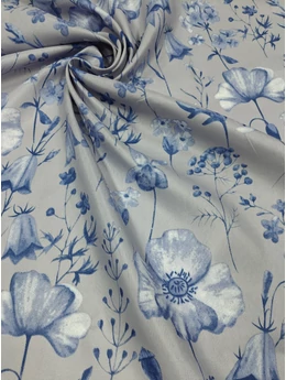 mintás microfiber /225cm széles /mezei virágok (pipacs fej 12cm×13cm) /szürke