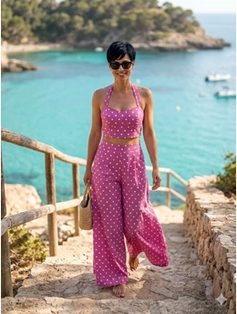 mintás 100% pamut jersey /csíkos-pöttyös (csík 1mm) /pink