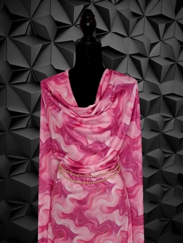 mintás elasztikus jersey DIGITAL PRINT/polyester /pink áramlás