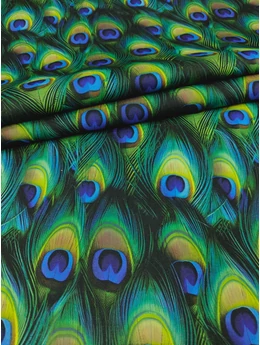 vízlepergetős mintás vastag vászon DIGITAL PRINT /canvas /pávatollak (1 toll 14cm×6,5cm) /fekete