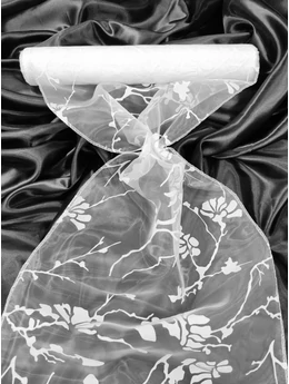 mintás organza /37cm széles /absztarakt mintás /fehér (10 yard)