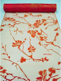 mintás organza /37cm széles /absztrakt mintás /narancs (10 yard)