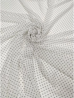 mintás muszlin /fekete pöttyös (3mm) /törtfehér